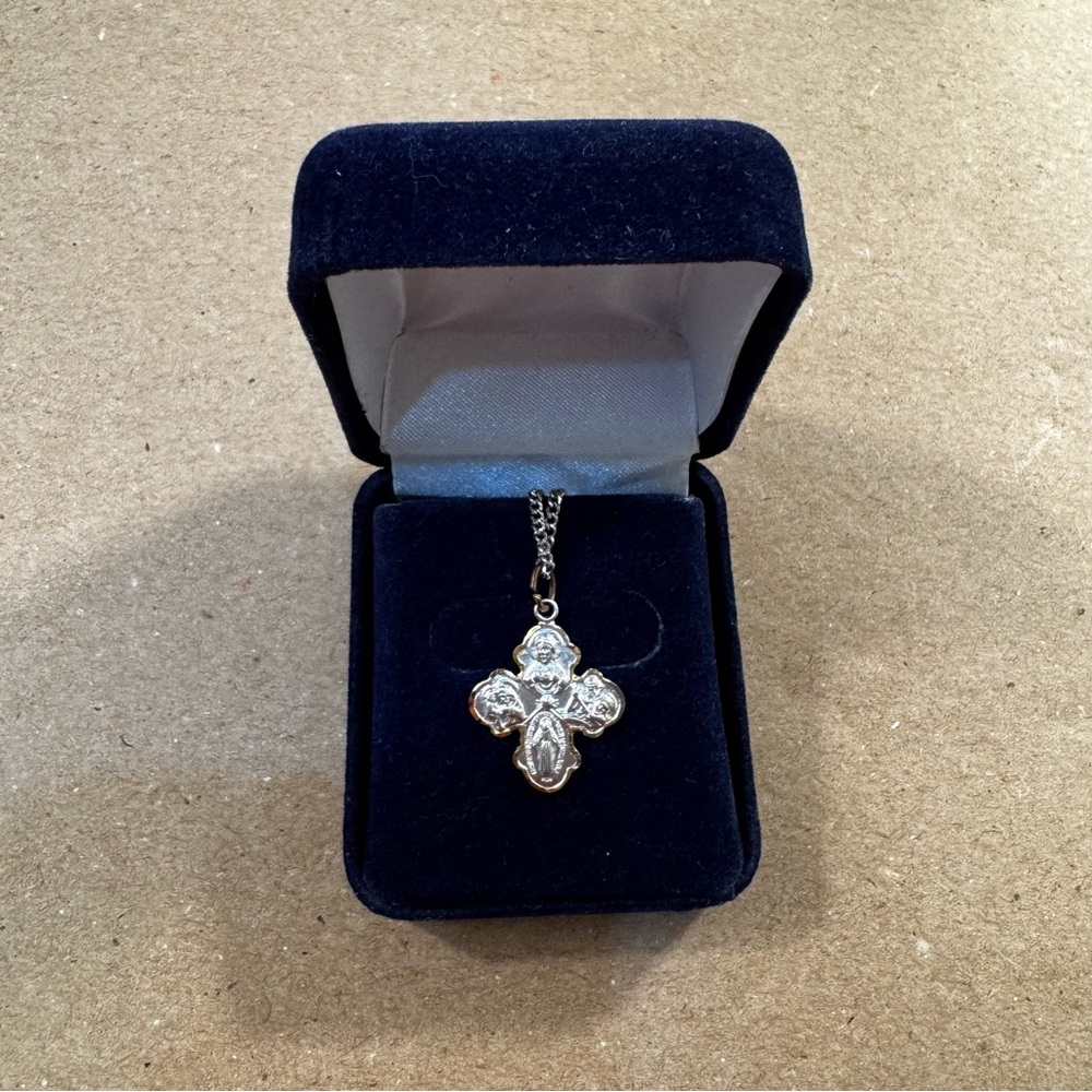 Sterling Silver and Gold Plated Vermeil Four Way Cross Pendant